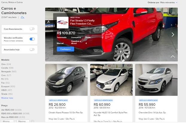A plataforma de compra e venda Mercado Livre, desenvolveu um selo de verificação para os carros anunciados no site