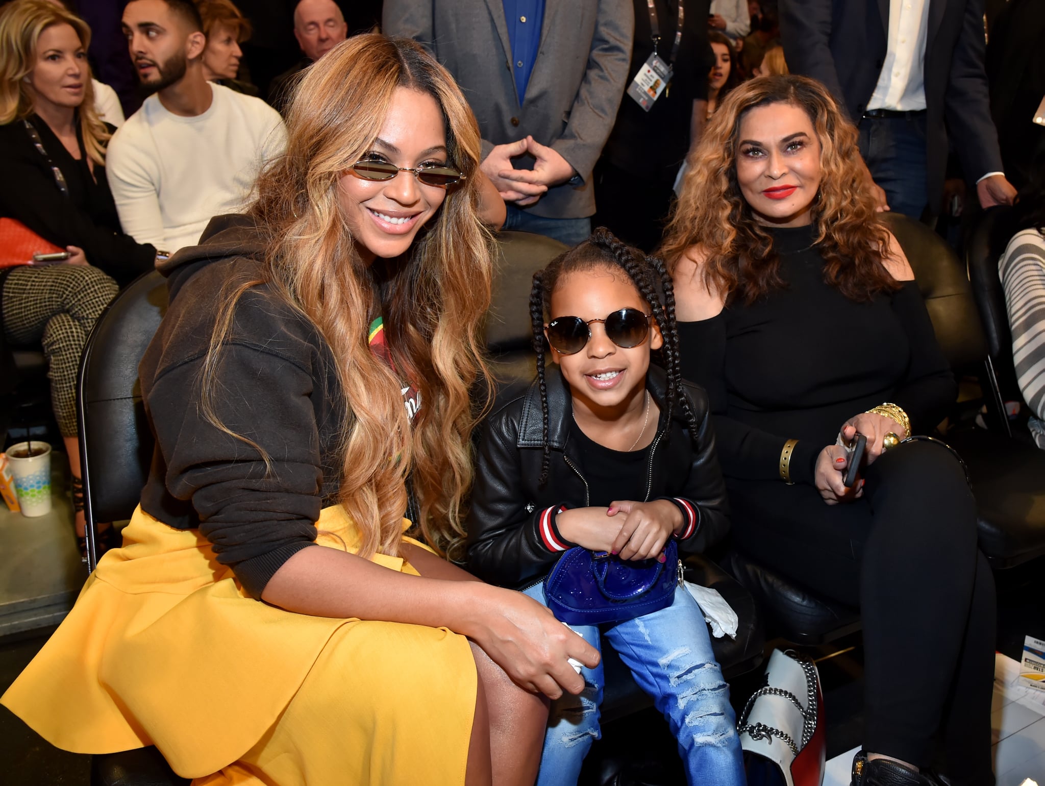 Beyoncé, Blue Ivy Carter e Tina Knowles no 67º All-Star Game da NBA