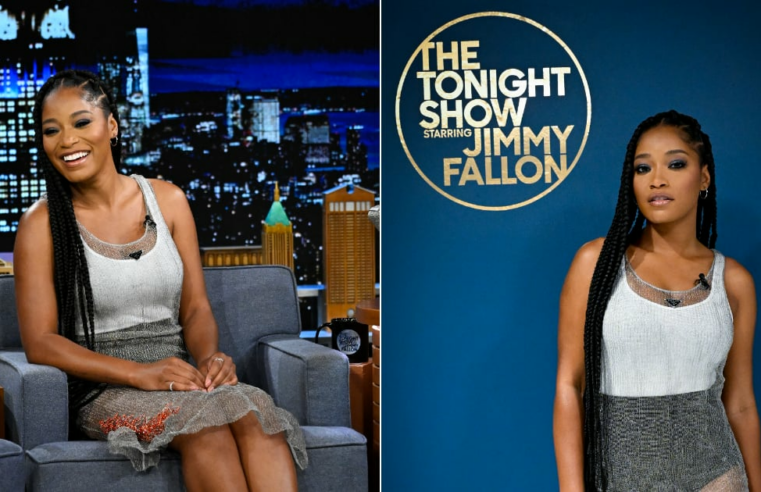 Vestido Sheer Prada de Keke Palmer no Fallon Tonight