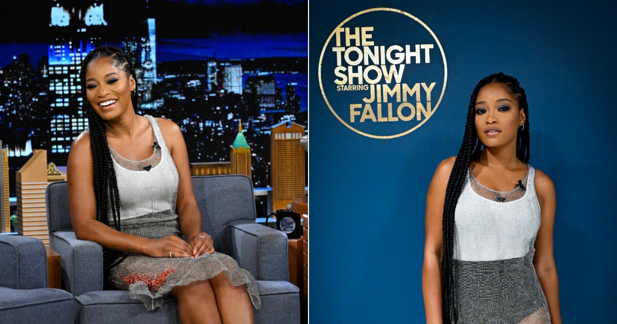 Vestido Sheer Prada de Keke Palmer no Fallon Tonight