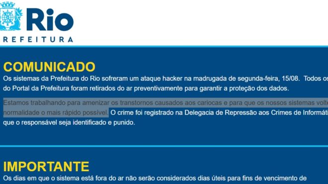 Após ataque hacker, prefeitura do Rio retoma atendimento do CadÚnico