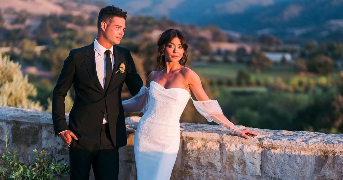 Vestido de noiva Vera Wang de Sarah Hyland apresenta um espartilho