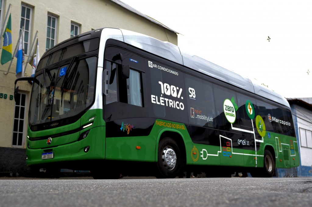 O ônibus elétrico da Marcopolo iniciará os testes no município de Angra dos Reis