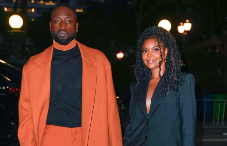 Gabrielle Union e Dwyane Wade combinando com terninhos em Nova York