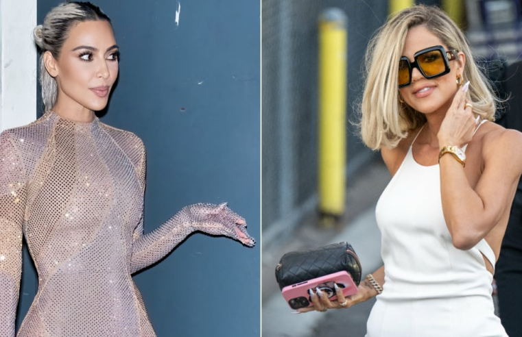 Kim e Khloé Kardashian usam o mesmo macacão cinza Skims