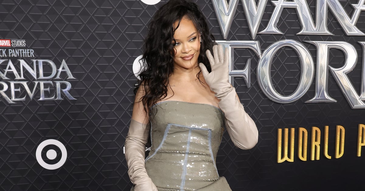 Vestido de lantejoulas Rick Owens de Rihanna na estreia de Pantera Negra