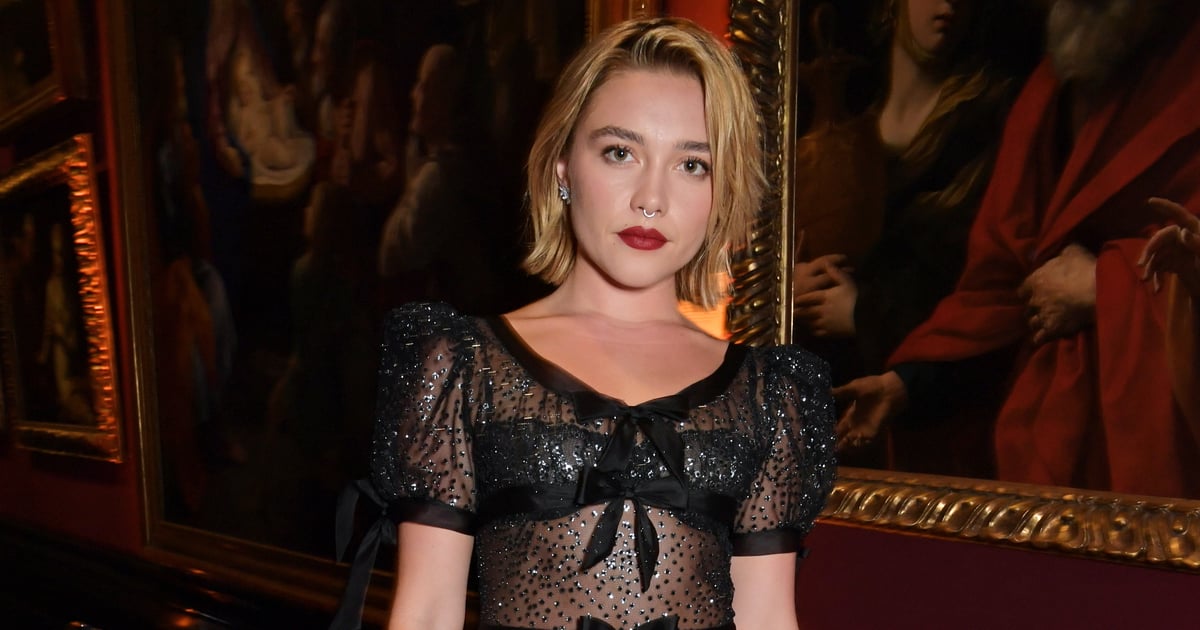 Vestido preto Rodarte transparente de Florence Pugh