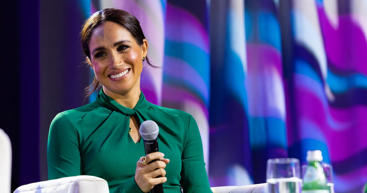 Meghan Markle usa vestido verde Armani em evento em Indianápolis