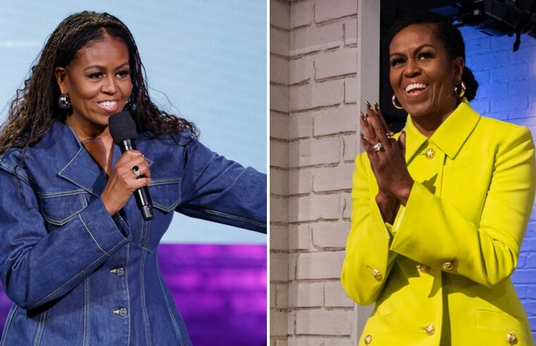 Roupas da turnê de imprensa do livro The Light We Carry de Michelle Obama