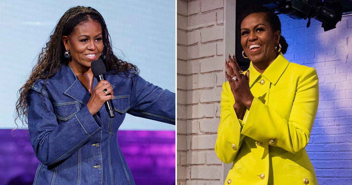 Roupas da turnê de imprensa do livro The Light We Carry de Michelle Obama