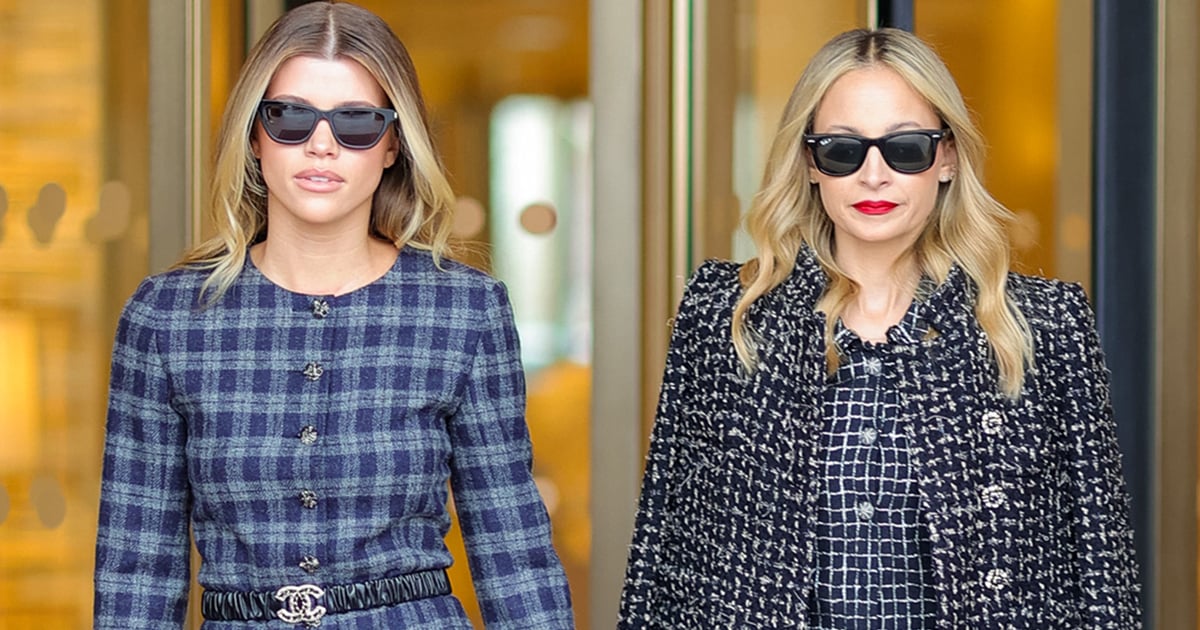 Plaid de Sofia Richie e Nicole Richie no desfile da Chanel