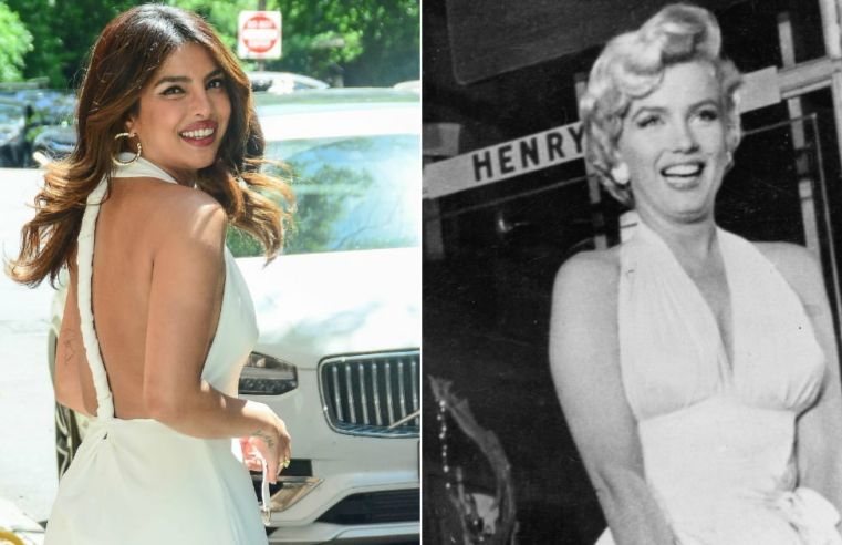 Priyanka Chopra usa um vestido branco Proenza Schouler Halter